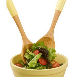 Fiestaware Fiesta Salad Servers Tongs Bamboo Utensils Yellow